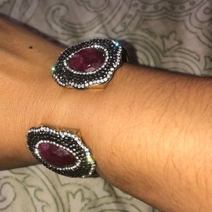 Stone and brown snake cuff